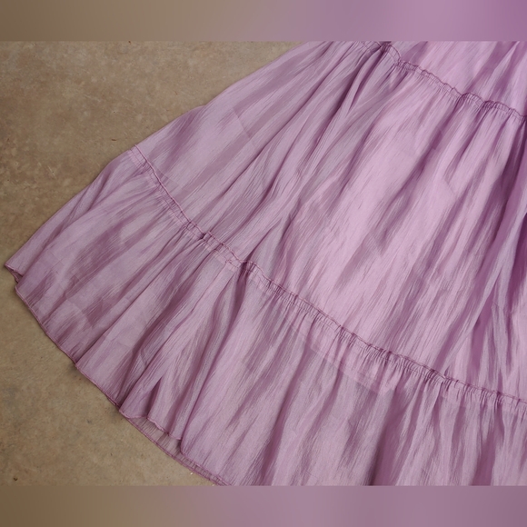 Elegant Off Shoulder Lavender Strapless Chiffon Bow Ruffle Tulle Dress - Picture 10 of 17